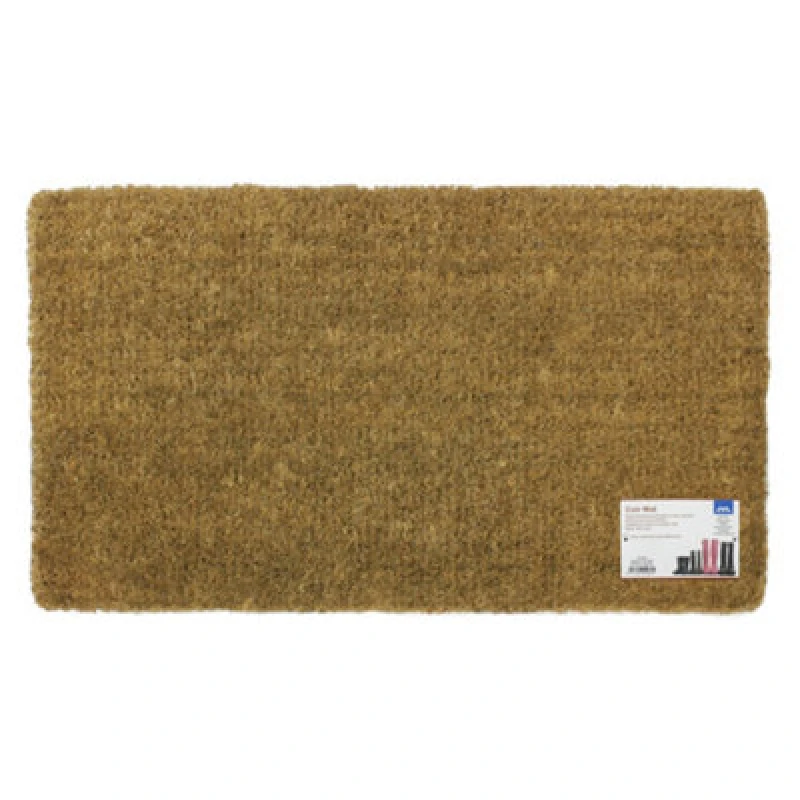 Image of JVL Eco Friendly Ryburn Plain Natural Coir Doormat 45x75cm Brown