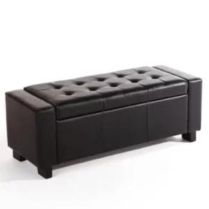 image of Verona Brown Faux Leather Ottoman Brown