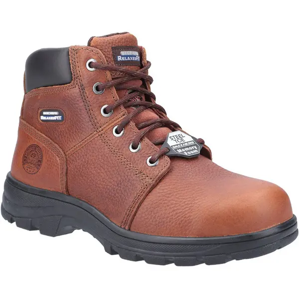 Image of Skechers Mens Workshire Relaxed Fit Laced Safety Ankle Boots UK Size 14 (EU 49.5) BROWN SKE862-BRN-14
