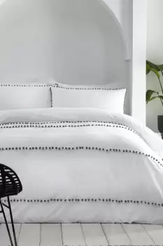 Image of 'Lyra' 100% Cotton Pom Pom Embellished Duvet Cover Set