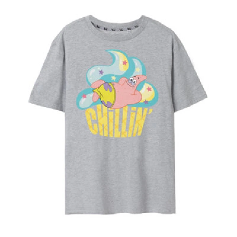Image of Spongebob Squarepants Short Sleeved T-Shirt Grey female