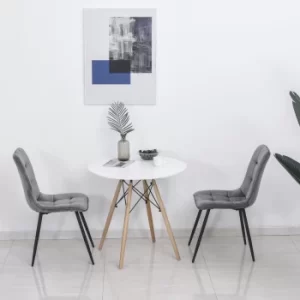 Image of HOMCOM Flannelette Tufted Twin-Pair Dining Chairs Grey