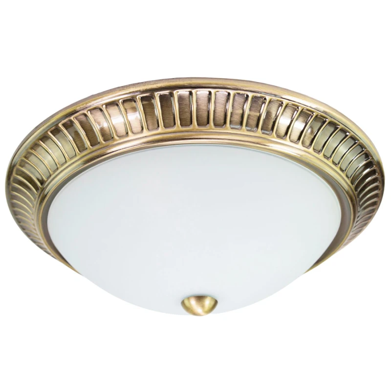 Image of Happy Homewares Traditional Metal Flush Ceiling Light Fitting with Opal Glass Diffuser in Metallic Gold Size: 13" Metallic Gold Unisex 13 inch