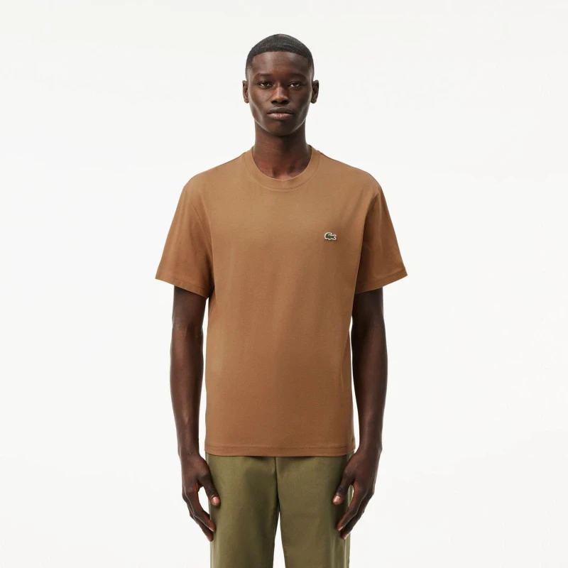 Image of Lacoste Cotton T-Shirt Brown male XS