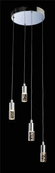 Image of LED 4 Light Cluster Pendant Chrome, Clear Acrylic Bubble Shade
