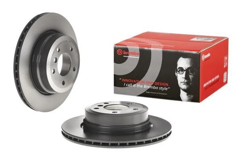 Image of BREMBO 09.C315.11 Brake disc internally vented, Coated, High-carbon, with bolts/screws Brake Disc (82)