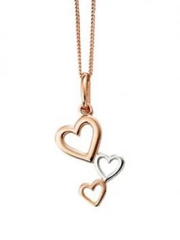 image of The Love Silver Collection Rose Gold Plated Sterling Silver Heart Cascade Pendant