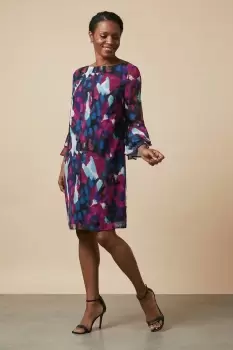 Image of Pink Abstract Fluted Shift Dress
