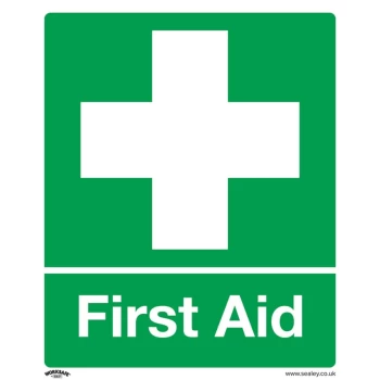 Image of Safety Sign - First Aid - Rigid Plastic - Pack of 10