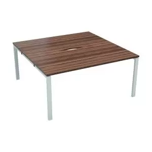 Image of Jemini 2 Person Extension Bench Desk 1200x1600x730mm Dark WalnutWhite