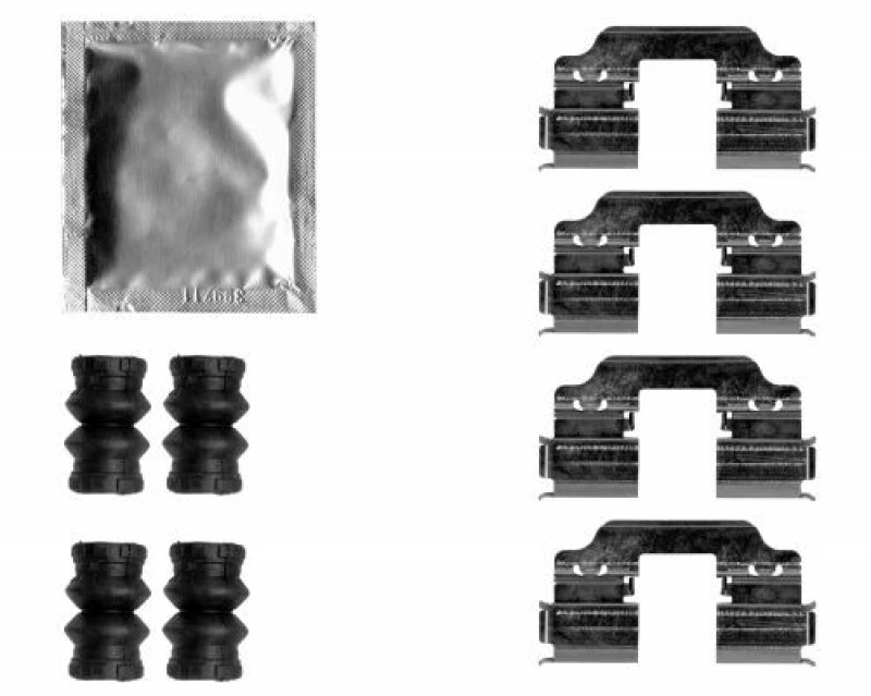 Image of HELLA Brake pad fitting kit HELLA 8DZ 355 207-371