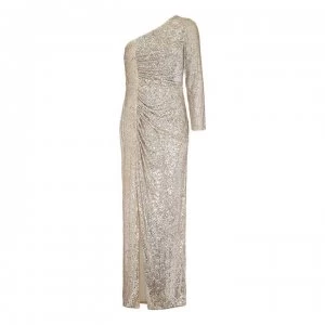 image of Adrianna Papell Sequin One Shoulder Dress - Silver