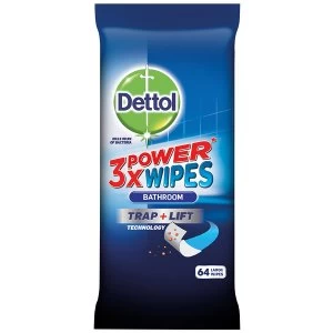 image of Dettol 3X Power Wipes Bathroom - Pack of 64