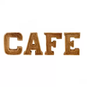 image of Hand Carved Wooden Embossed Letters Cafe