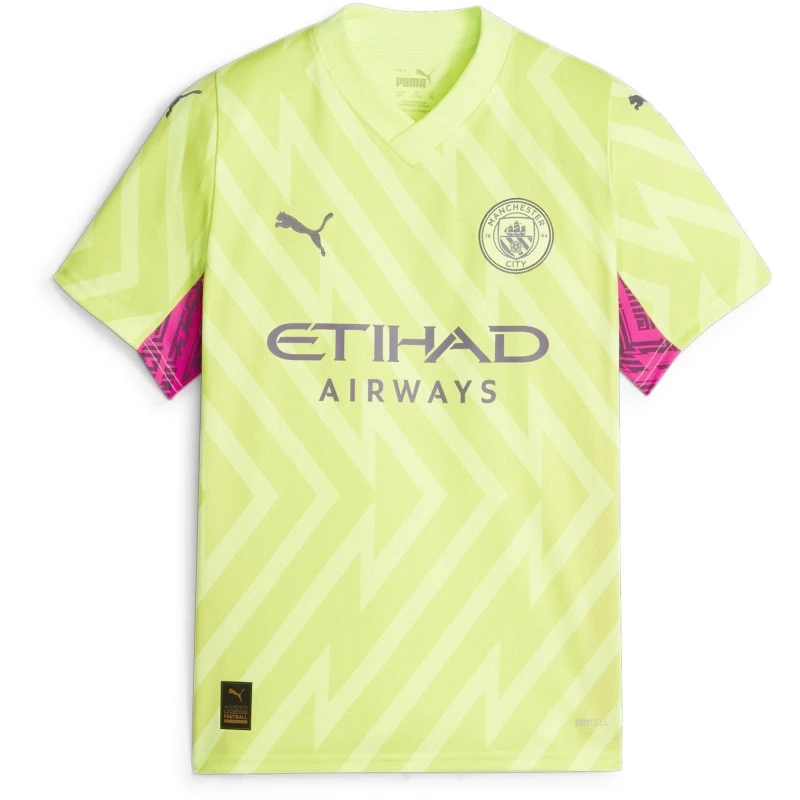 Image of Puma Mcfc Gk Jersey Replica Ss Jr Goalkeeper Top Unisex Kids Fast Yellow unisex 5-6 Yrs