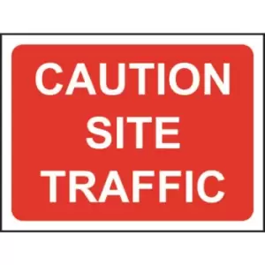 image of Zintec 1050x750mm Caution Site Traffic Road Sign (no frame)