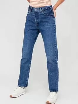 Image of Levis 501® Crop Straight Leg Jean - Dark Blue Size 29, Inside Leg S=28 Inch, Women