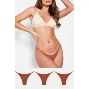 I Saw It First Brown Secret Solutions 3 Pack Seamless Thongs - Brown