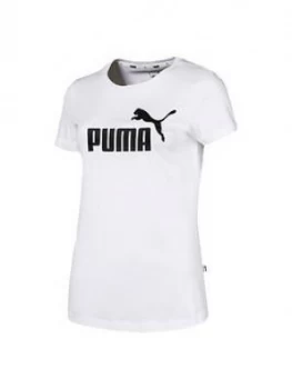 image of Puma Essential Logo Tee - White, Size L, Women