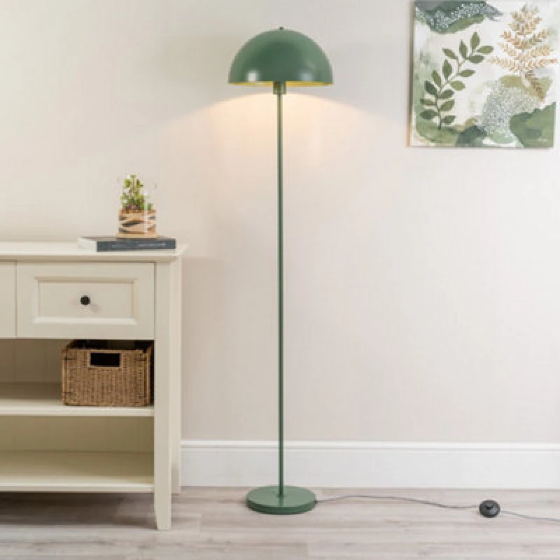 Image of ValueLights Stassi Mushroom Dome Metal Freestanding Floor Lamp Light Bottle Green