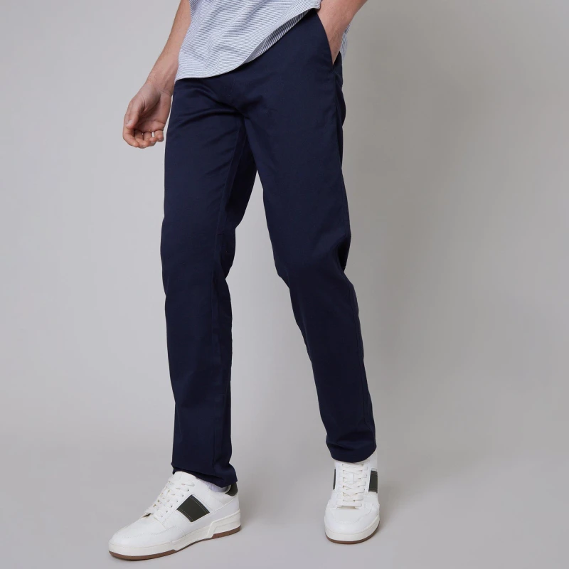 Image of Threadbare Cotton Regular Fit Chino Trousers with Stretch - Blue Blue M