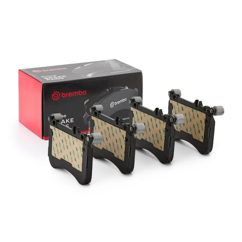 Image of BREMBO P 50 098 Brake pad set PRIME LINE prepared for wear warning indicator, with counterweights, with anti-squeak plate Brake Pad Set,disc brake (4