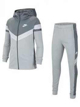 image of Nike Older Childrens Poly Woven Overlay Tracksuit - Grey