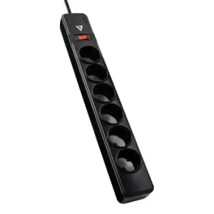 Image of V7 6-Schuko Outlet Home/Office Surge Protector, 1.8m Cord, 1050...