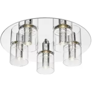 image of Spring Contemporary LED Shade Cluster Ceiling 5 Light Chrome, Glass 3000K