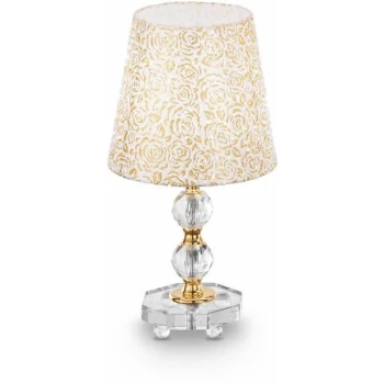 image of Ideal Lux Queen - 1 Light Small Table Lamp Gold with Glass Decoration, E27