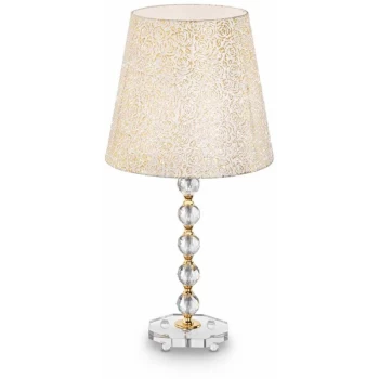 image of Ideal Lux Queen - 1 Light Large Table Lamp Gold with Glass Decoration, E27