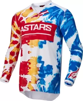 image of Alpinestars Racer Squad Motocross Jersey, white-red-yellow, Size L, white-red-yellow, Size L