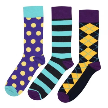 image of Happy Socks 3 Pack Socks - Purple