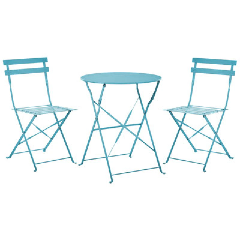 Image of Beliani Bistro Set Folding Fiori Metal Sea Blue