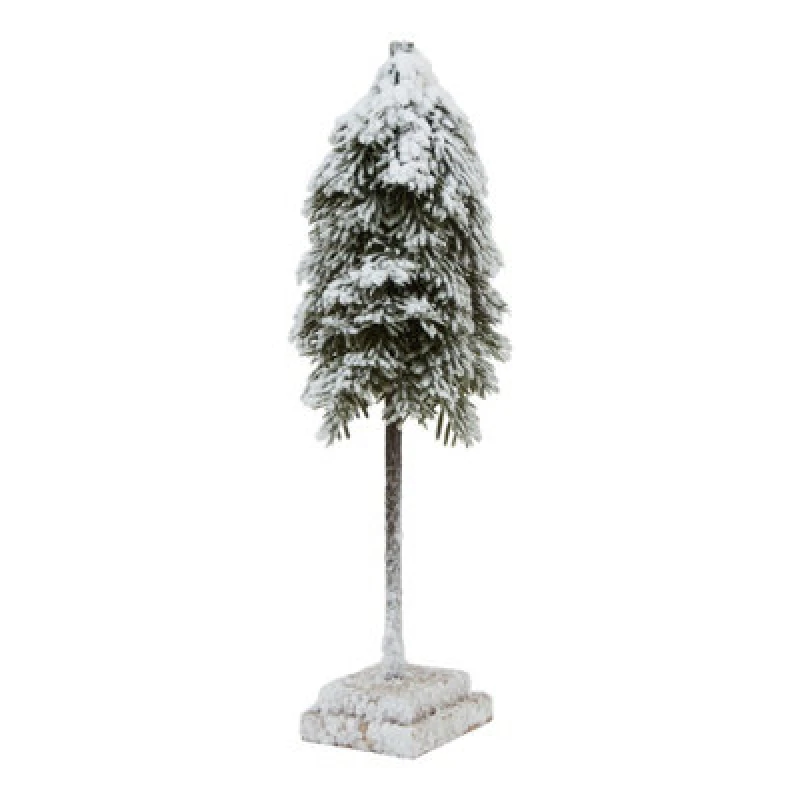 Image of Medium Snowy Cedar Tree On Wood Block