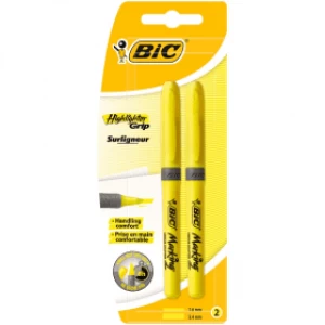 image of BIC Highlighter Grip - Fluorescent Yellow (2 Pack)