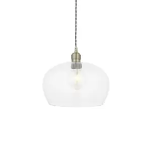 Image of Livorno Single Pendant Ceiling Lamp, Antique Brass Plate, Glass