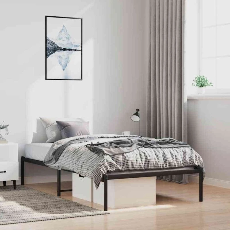 Image of VIDAXL Metal Bed Frame without Mattress Black 100x190cm Vidaxl 8720845720827