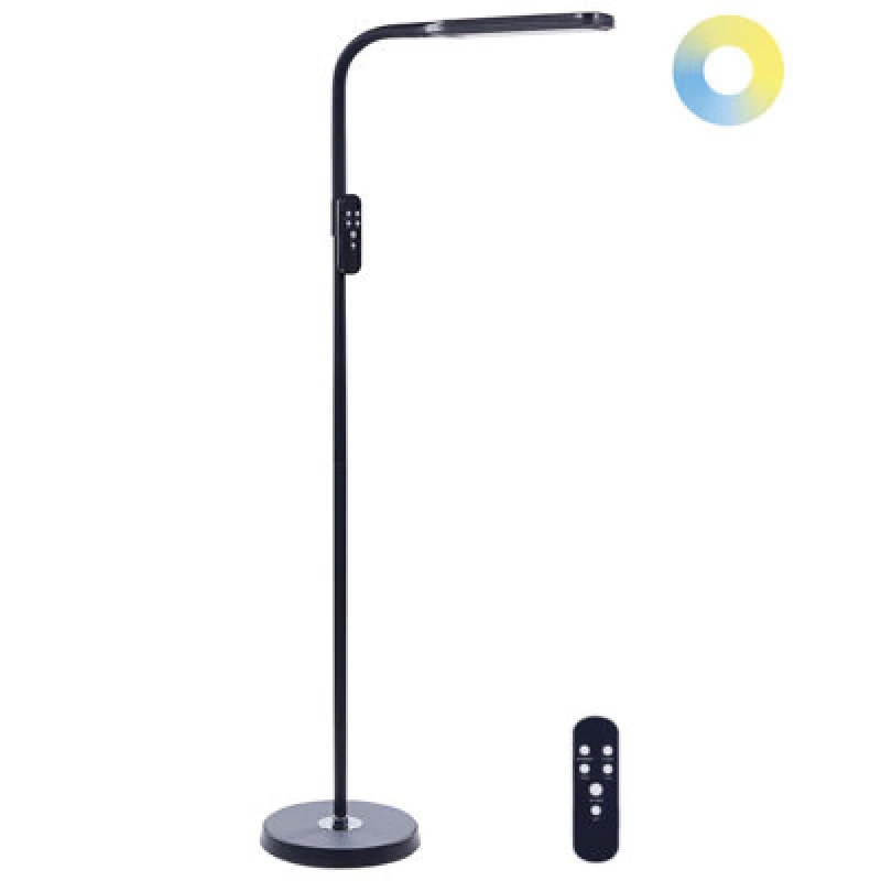 Image of Beliani LED Floor Lamp Aries With Dimmer Metal Black