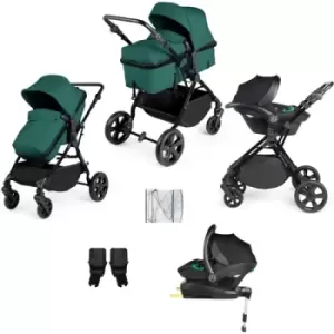Image of Ickle Bubba Comet All-in-One i-Size Travel System with Stratus car seat & ISOFIX Base, Black / Teal / Black