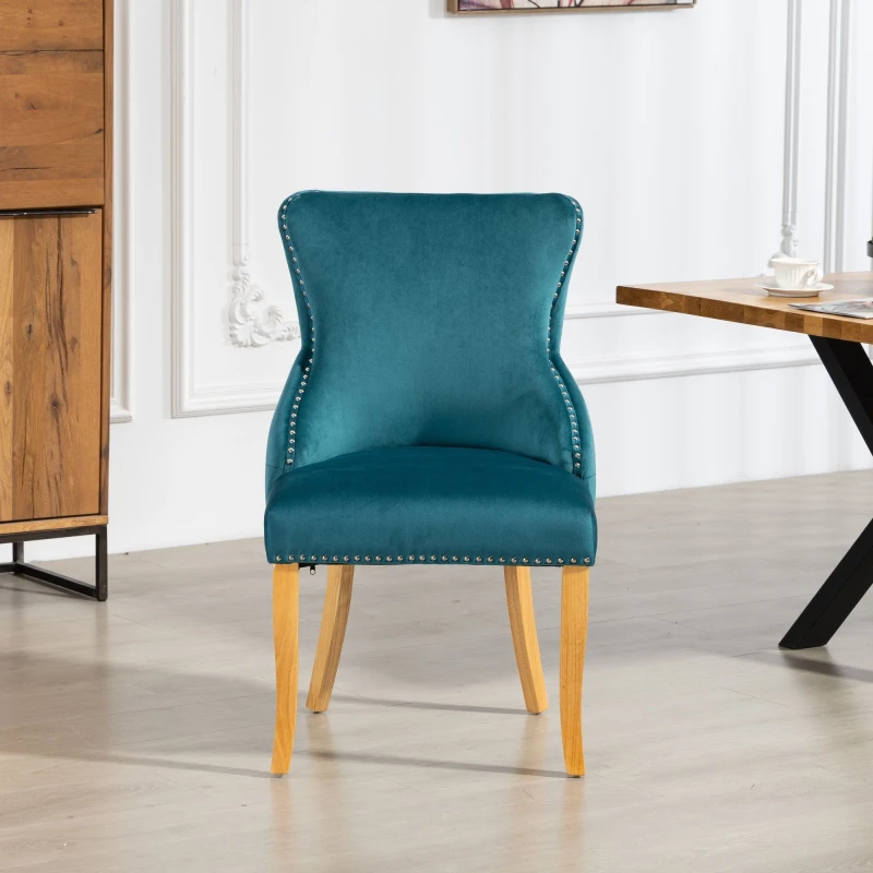 Image of Artemis Home Orvino Velvet Fabric Dining Chairs - Set of 2 in Teal Size: 2 Pack Teal Unisex 2 Pack