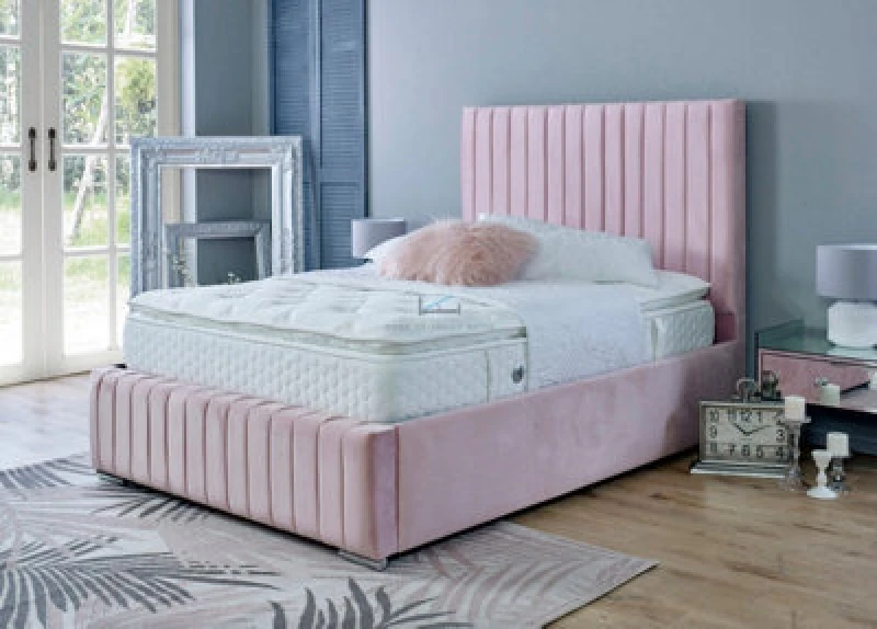 Image of Ds Living Savoy Upholstered Soft Plush Pink Velvet Bed Frame 3ft