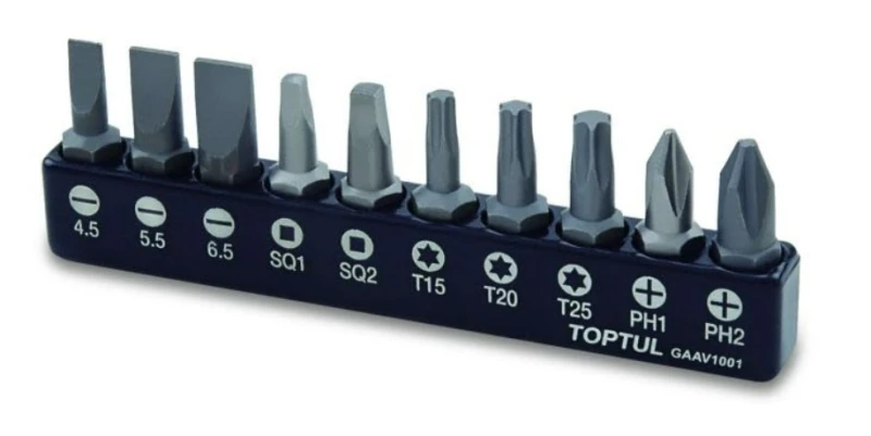 Image of TOPTUL GAAV1001 Screwdriver Bit Set Number of tools: 10 Screwdriver Bit Set (6625)