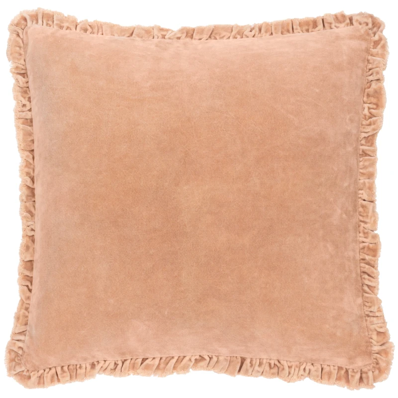 Image of Yard Bertie Washed Cotton Velvet Polyester Filled Cushion Pale Pink