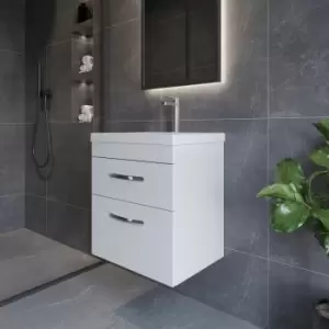 Image of Nuie - Athena Wall Hung 2-Drawer Vanity Unit with Basin-1 500mm Wide - Gloss White