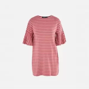 image of Missguided Frill Sleeve T Shirt Dress - Pink