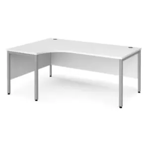 image of Office Desk Left Hand Corner Desk 1800mm White Top With Silver Frame 1200mm Depth Maestro 25 MB18ELSWH