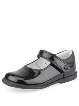 Image of Start-rite Younger Girls Slide School Shoes - Black Patent, Size 5 Younger