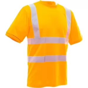 image of Yoko Ladies/Womens Hi-Vis Short Sleeve T-Shirt (Pack of 2) (M) (Hi Vis Orange) - Hi Vis Orange