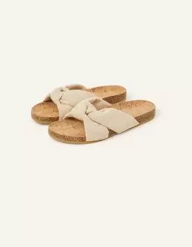 Image of Accessorize Womens Knotted Footbed Sandals Natural, Size: 36